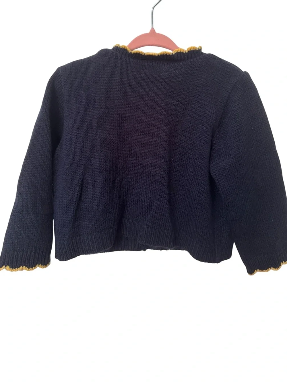 Rare Editions Navy & Yellow Spring Sunflower Embroidered Button Cardigan SZ 2T
